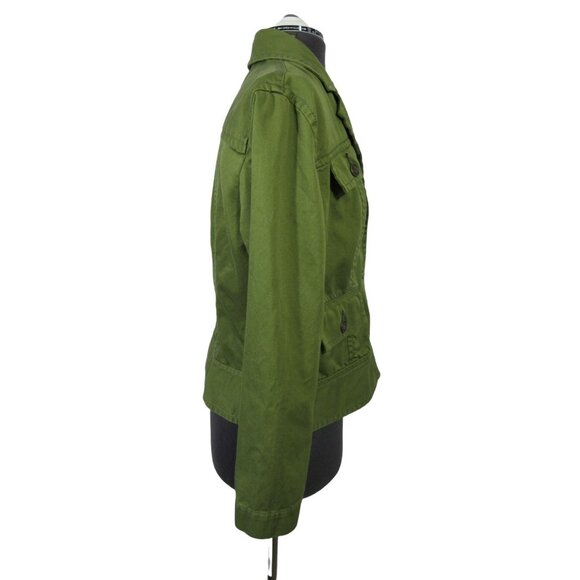 Chico's women's green cotton‎ twill military style utility jacket M - Picture 4 of 10